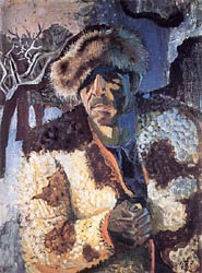 Self Portrait in Fur Cap Against Winter Landscape 1947