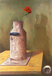 Milk Can with Red Carnation