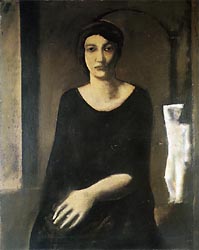 Donna in un Interno Architettonico con Statua, 1925